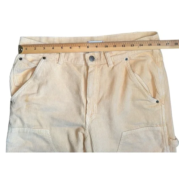 BDG Mango Pale Yellow Corduroy Carpenter Straight Leg Double Knee Panel Pant 8 - Picture 7 of 10